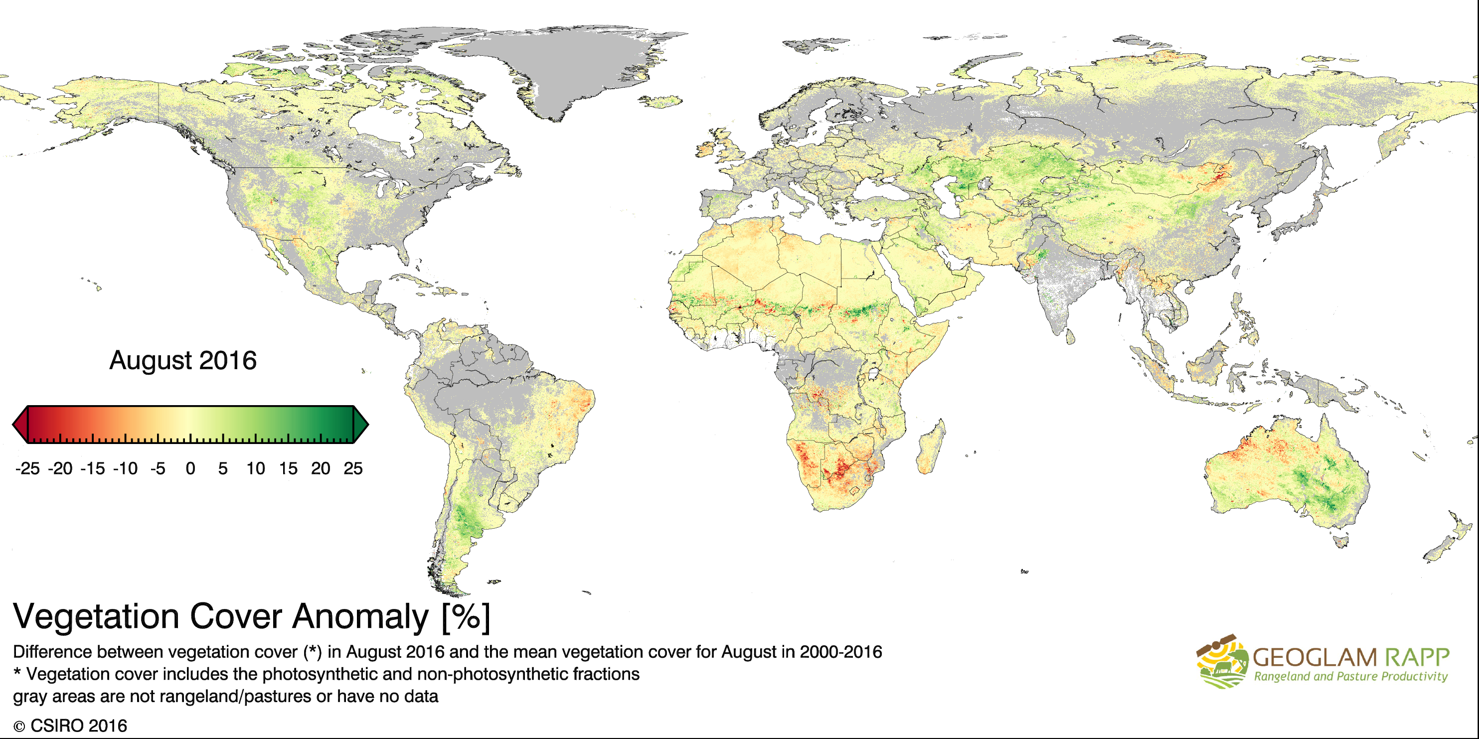 Vegetation Cover Anomaly global - August 2016