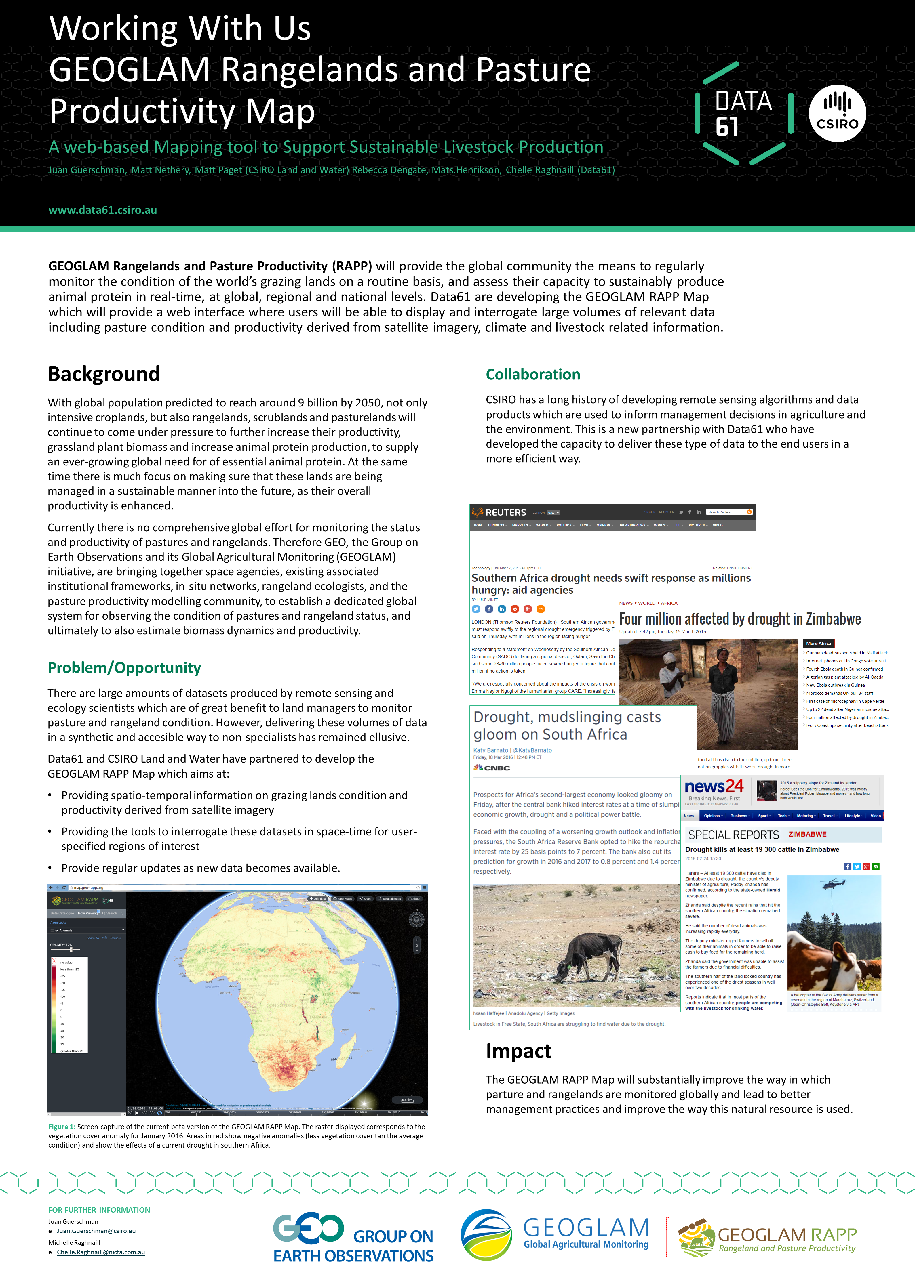 Poster about GEOGLAM RAPP Map for Data61 event